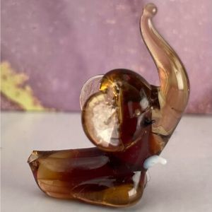 Miniature Brown Glass Elephant Figurine